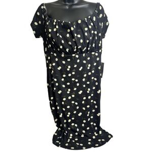 J for Justify Dress Womens 2X Black Daisy Floral Maxi Short Sleeve Stretchy Boho